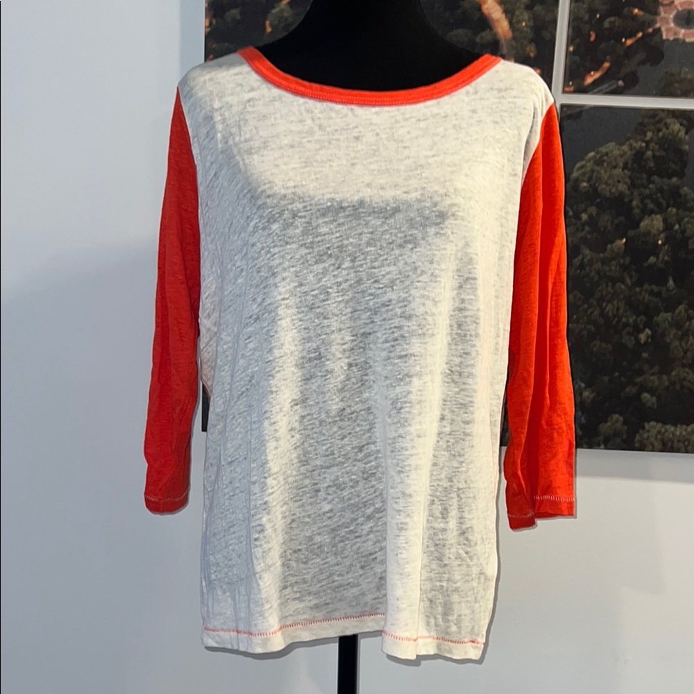 NWT J. Crew Color-block Linen Baseball Tee